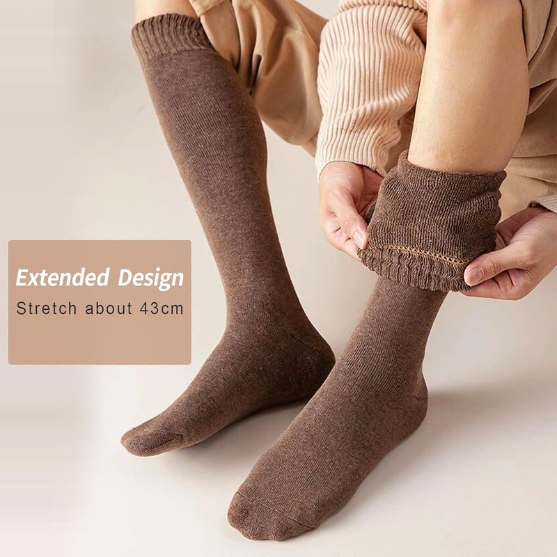 mickee Knee High Socks for Woman, Boot Sock/Long Sock Cotton Thermal Socks for Hiking Skiing Winter Gifts-4pairs - Image 2